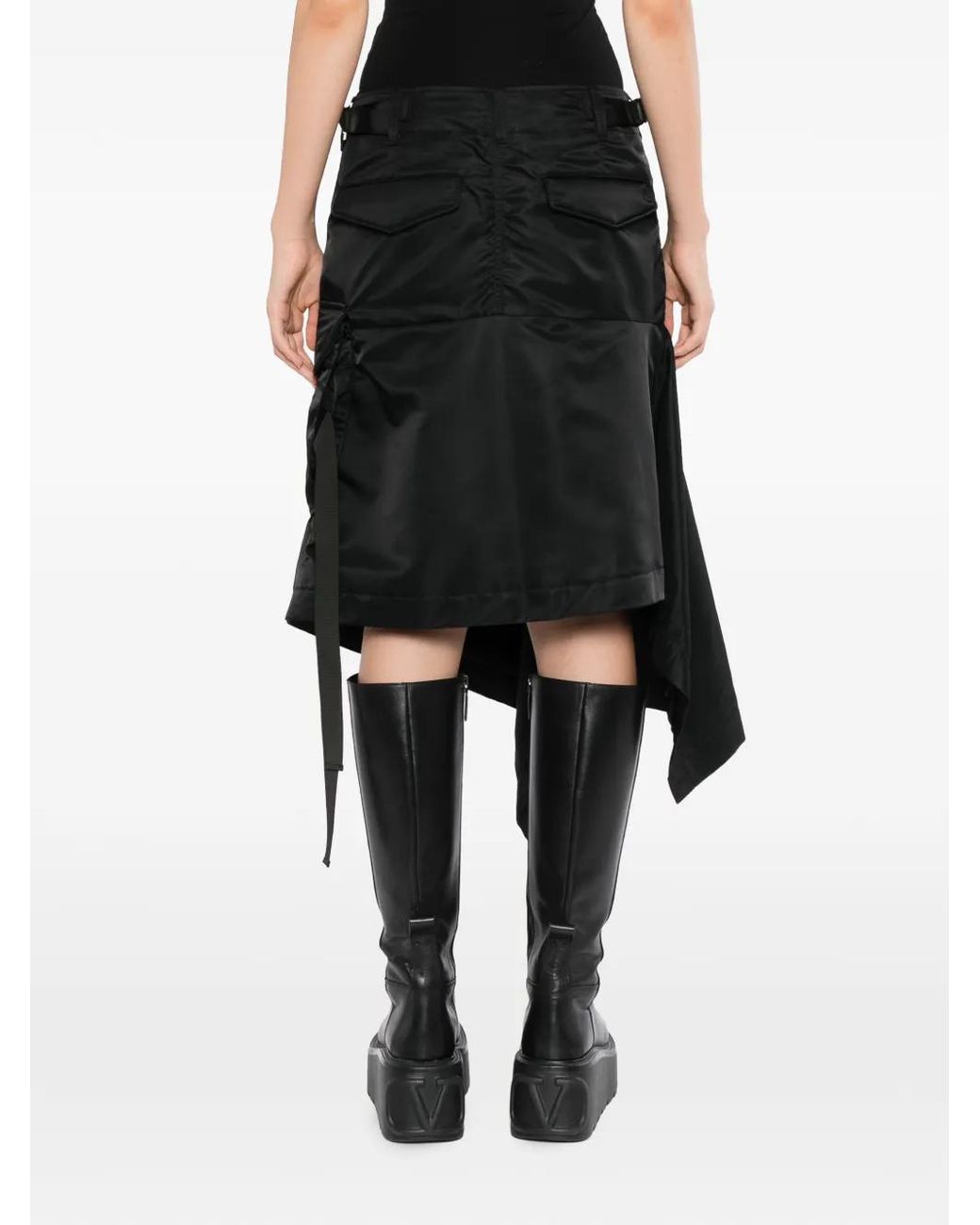 Sacai Black Asymmetric Cargo Skirt