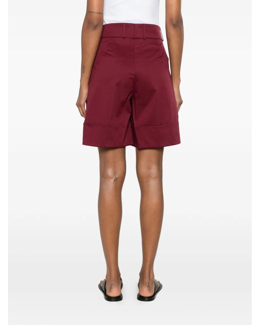 Berwich Red Nadine Button-Detail Shorts