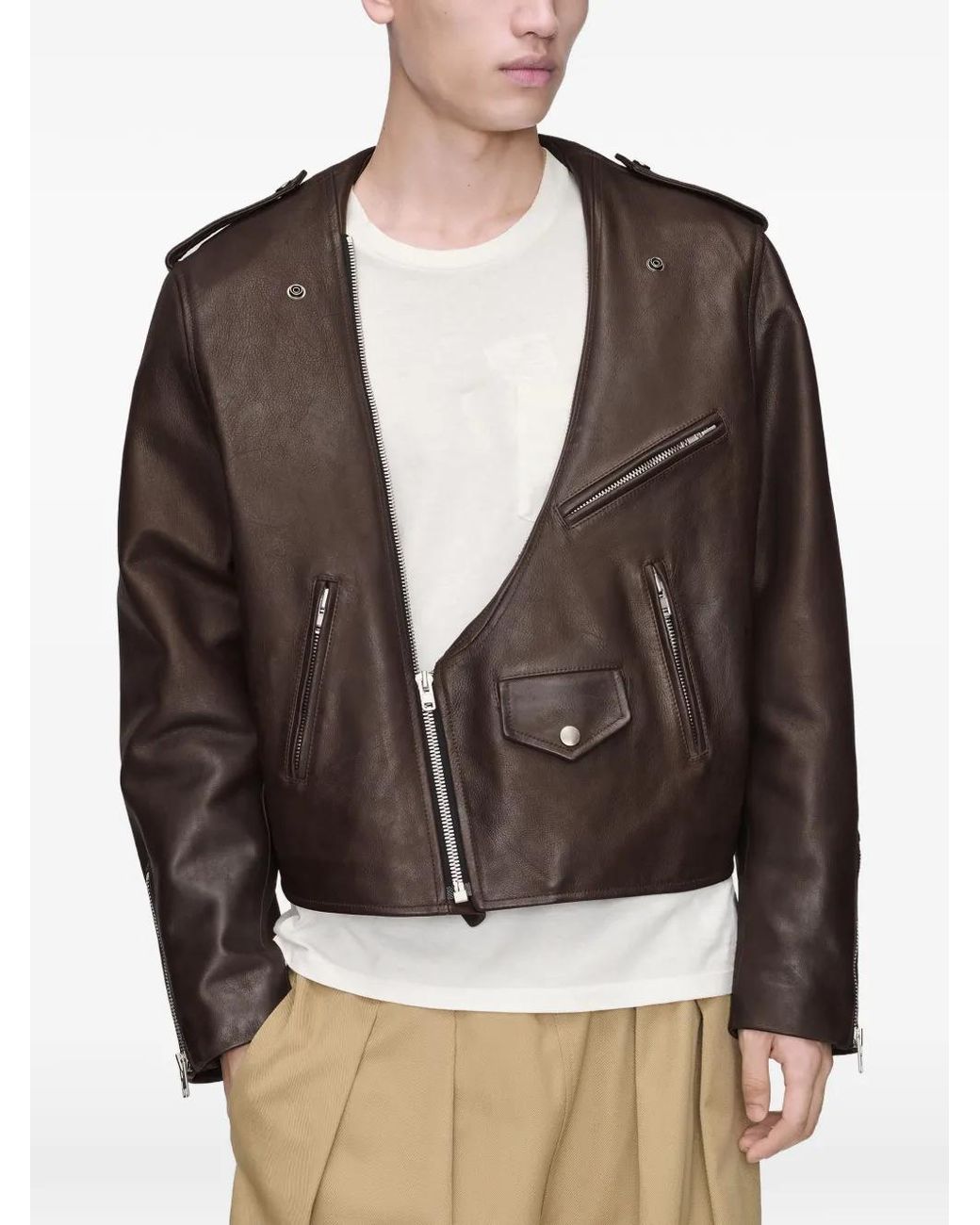 Maison Margiela Brown Leather Jacket for men