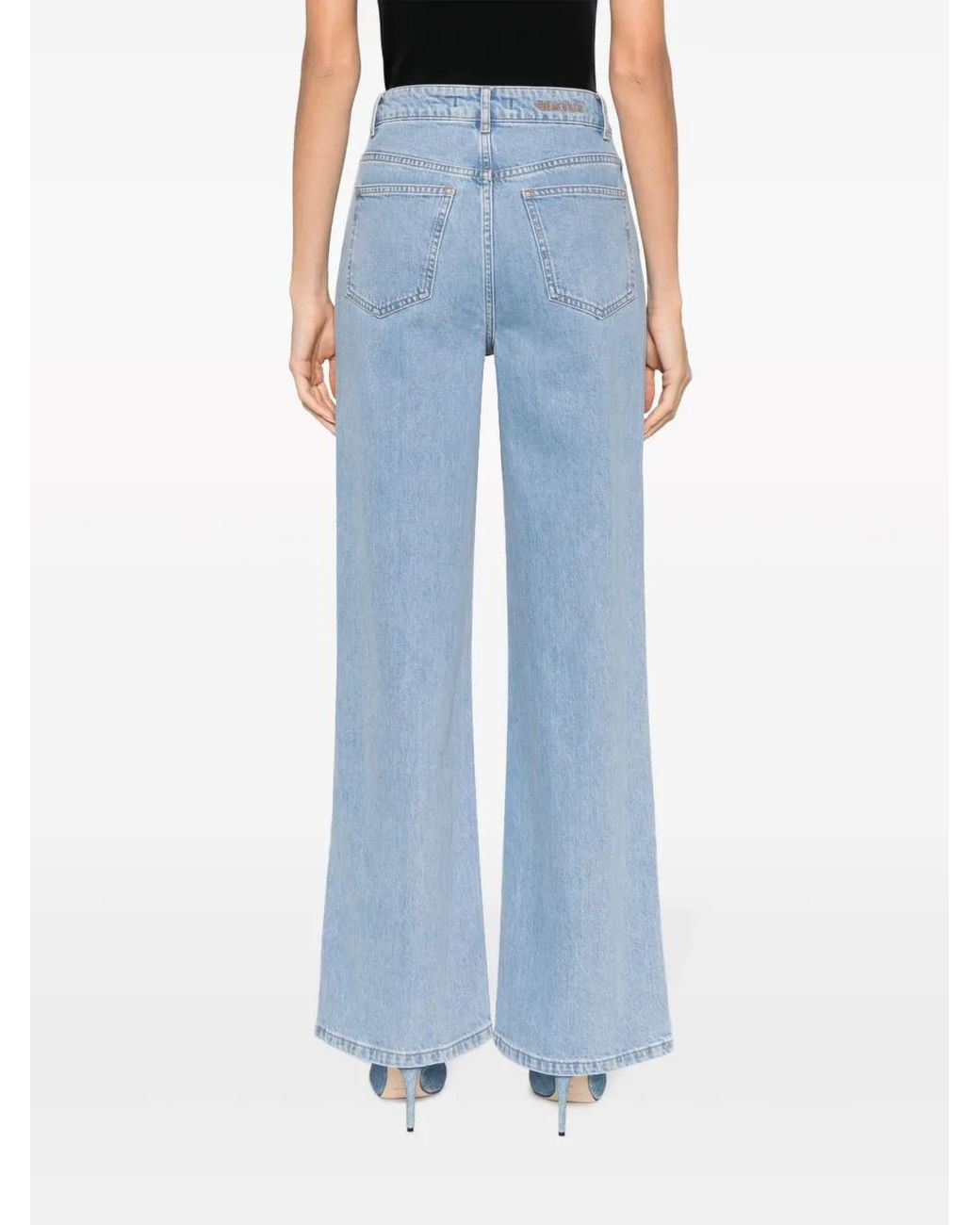 Gestuz Blue Mid-Rise Wide-Leg Jeans