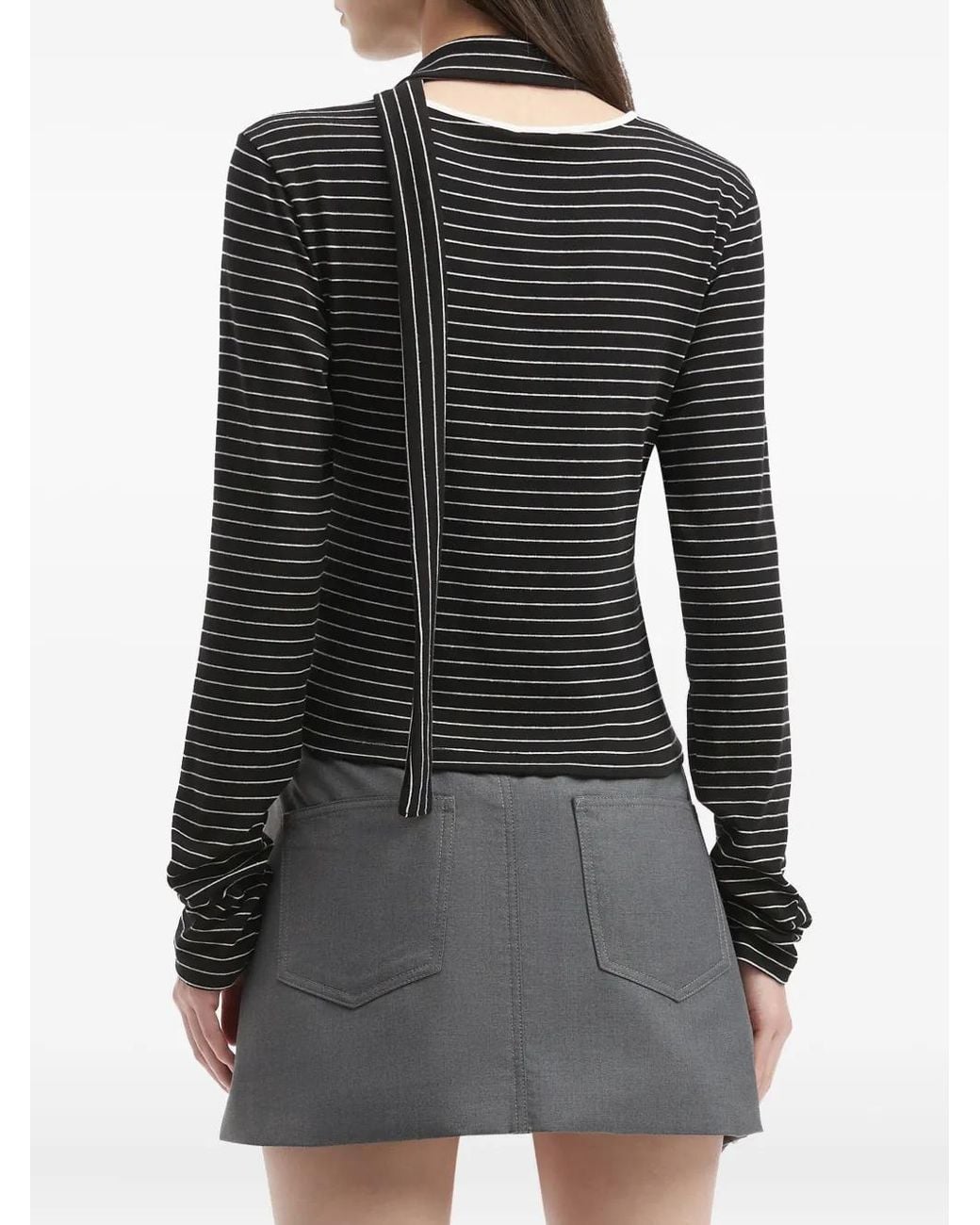 B+ AB Black Striped Button Top
