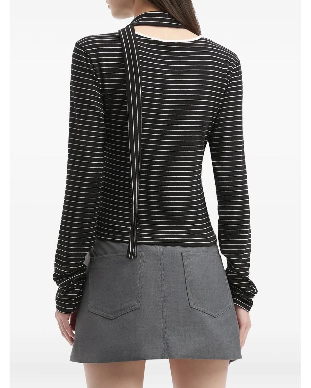 B+ AB Black Striped Button Top