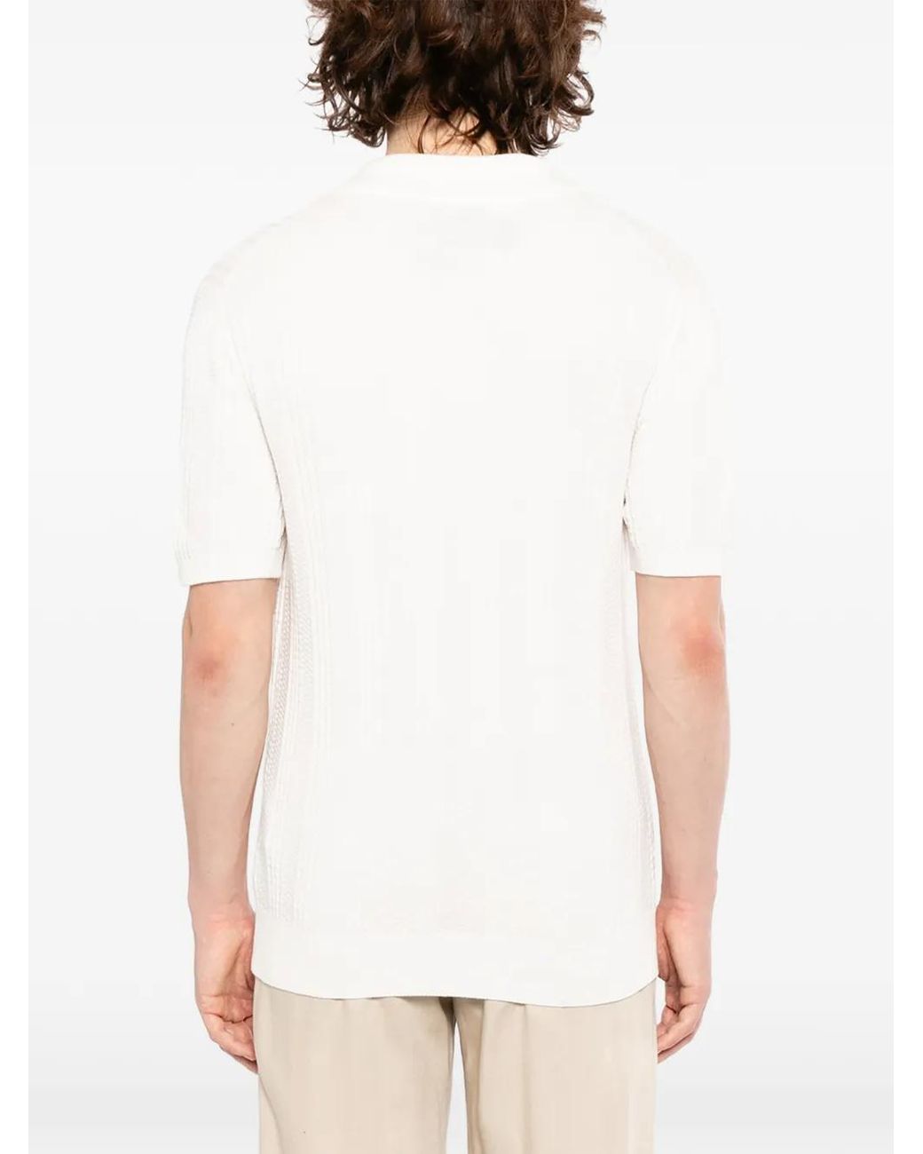 Canali White Textured Top for men