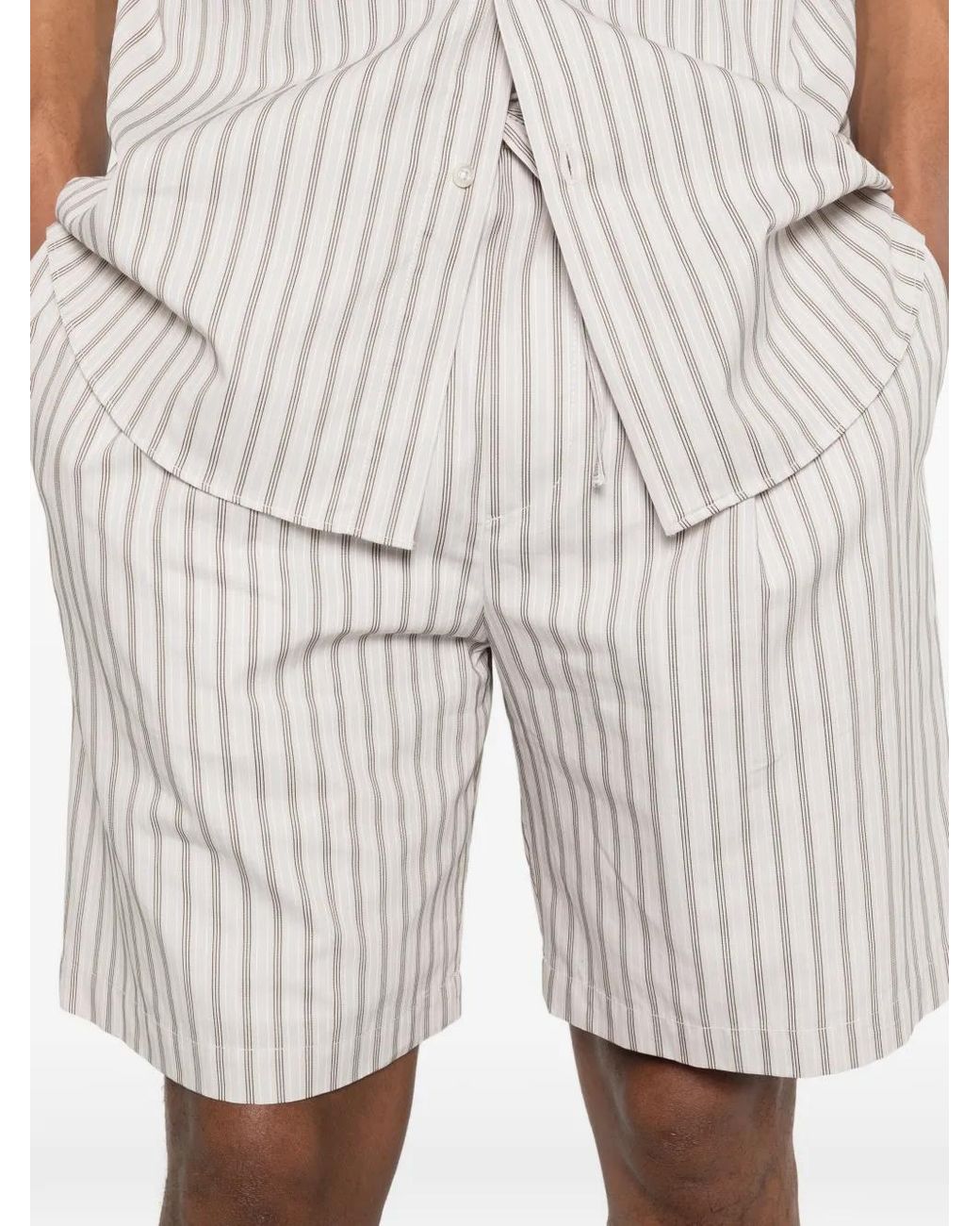 Grayed White Striped Shorts for men