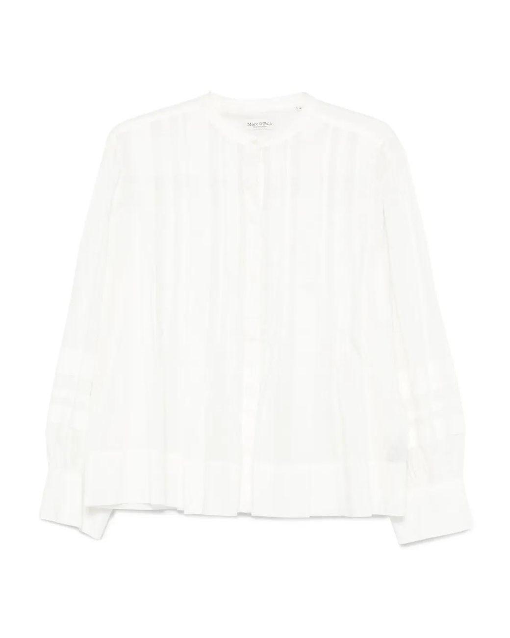 Marc O' Polo Geplooide Button-Up Blouse in het White