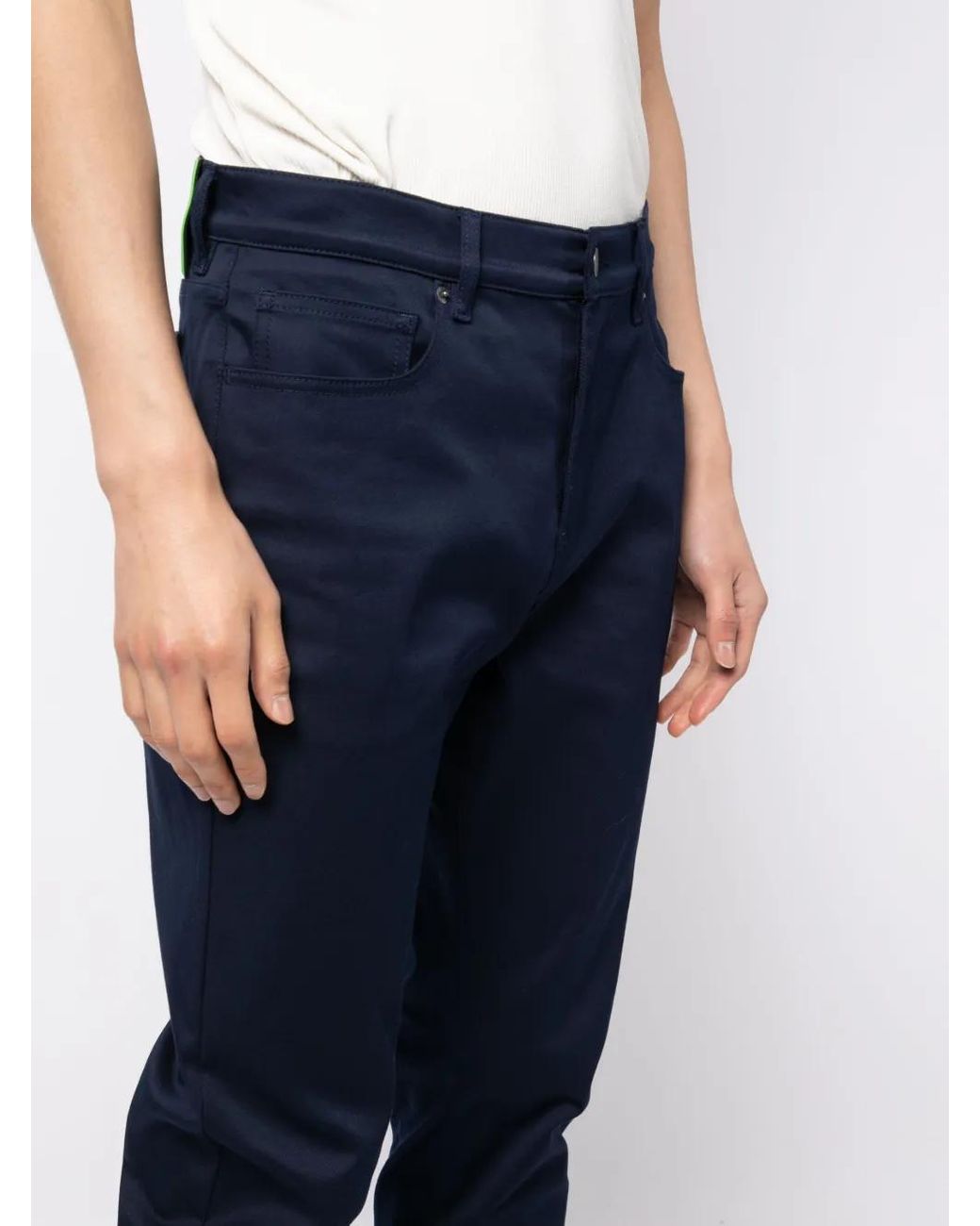 Moschino Blue Front-Fastening Straight-Leg Trousers for men