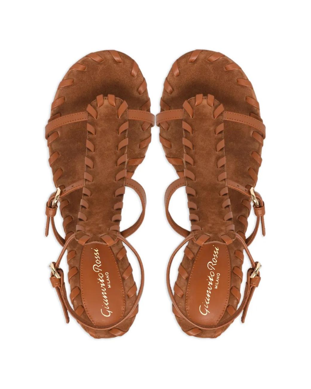 Gianvito Rossi Brown Braided Strap Sandals