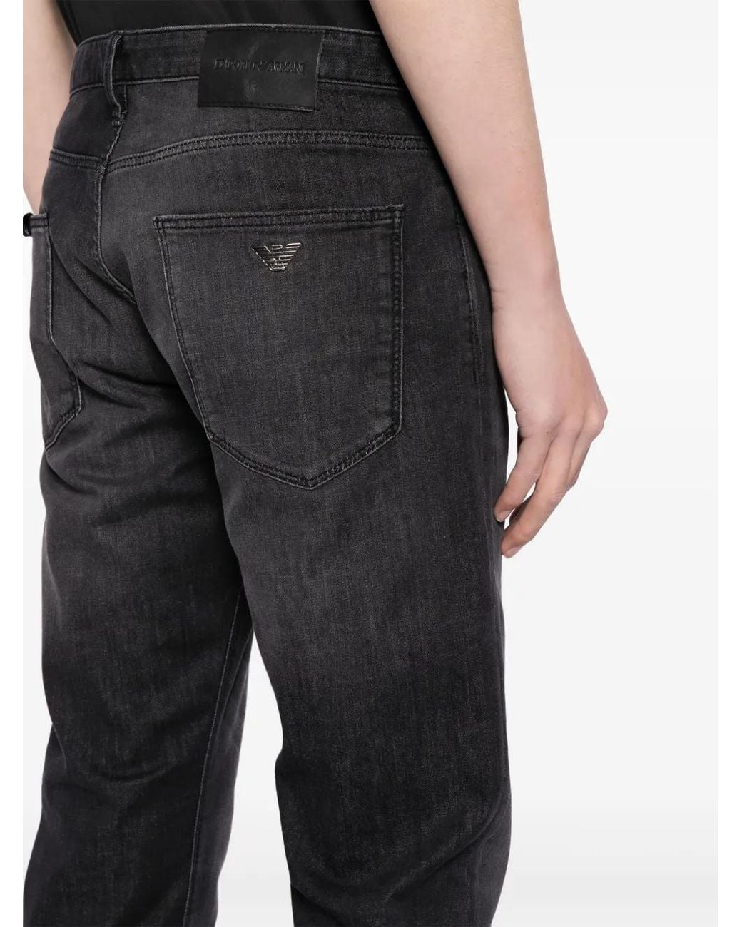 Emporio Armani Gray Mid-Rise Slim-Fit Jeans for men