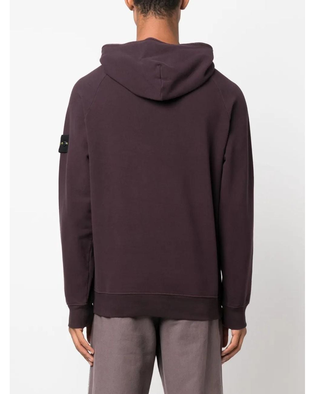 Stone Island Blue Compass-Patch Cotton Hoodie for men