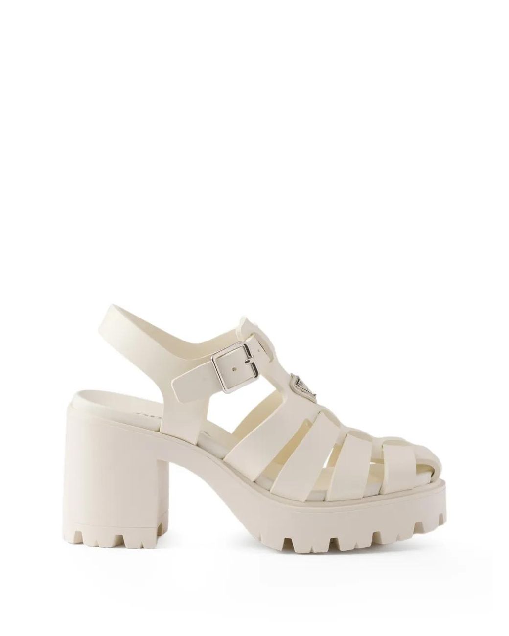 Prada White Rubber Platform Sandals
