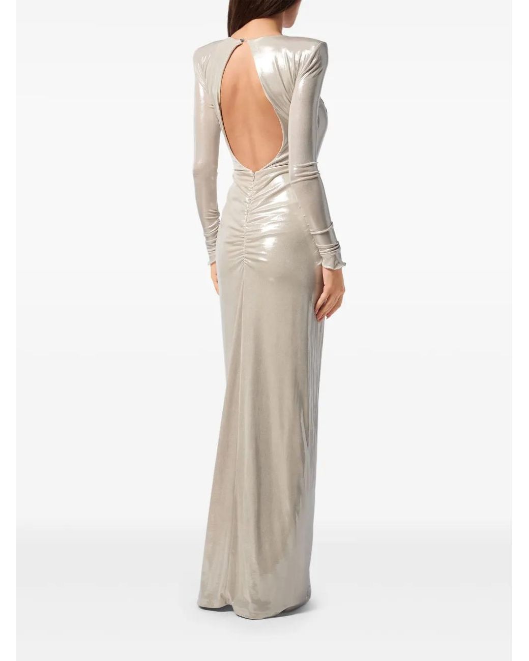 Philipp Plein White Split Leg Midi Dress Piercing