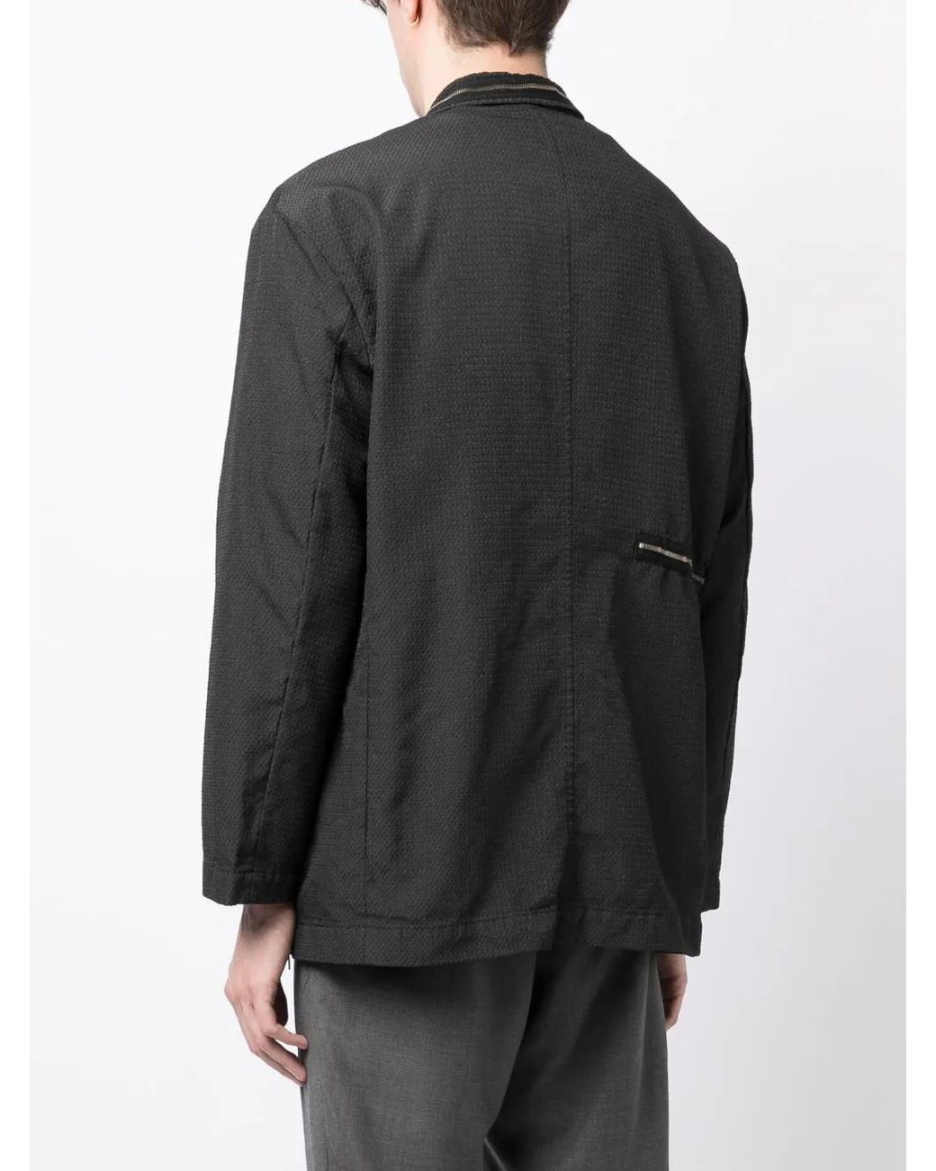 Undercover Black Textured Single-Breasted Blazer for men
