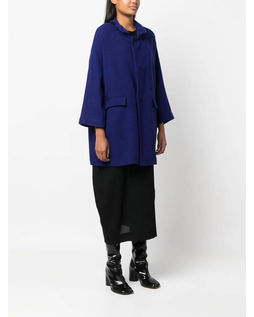Daniela Gregis Blue Bell-Sleeves Wool Coat