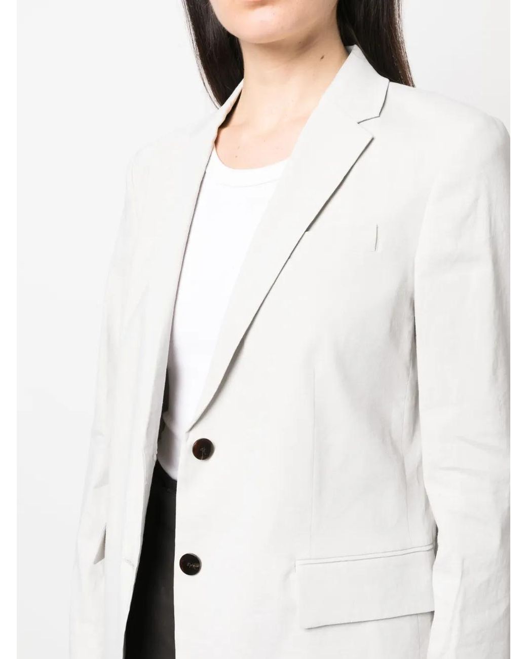 Theory White Single-Breasted Button Blazer