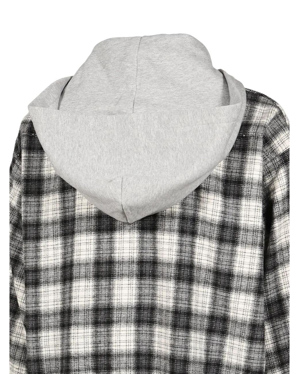 JUN/NAKAYAMA White Check-Pattern Hooded Shirt for men