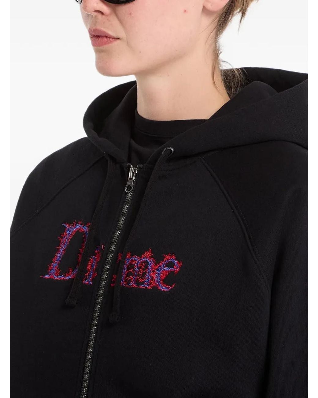 Dime Black Hoodie Veins À Logo Brodé