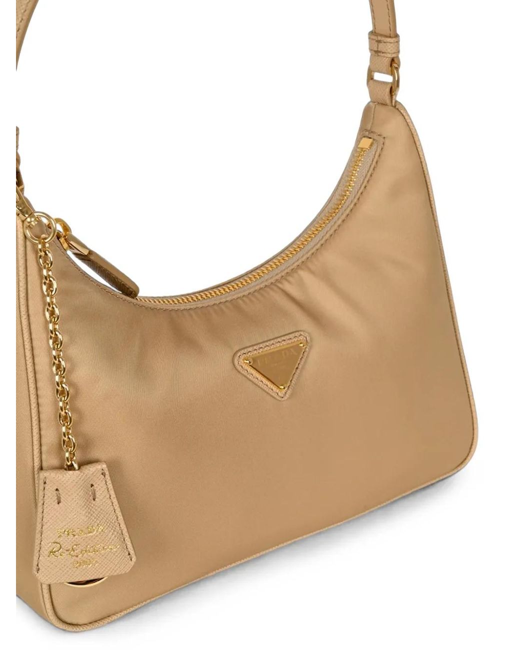 Prada Natural Logo-Appliqué Shoulder Bag