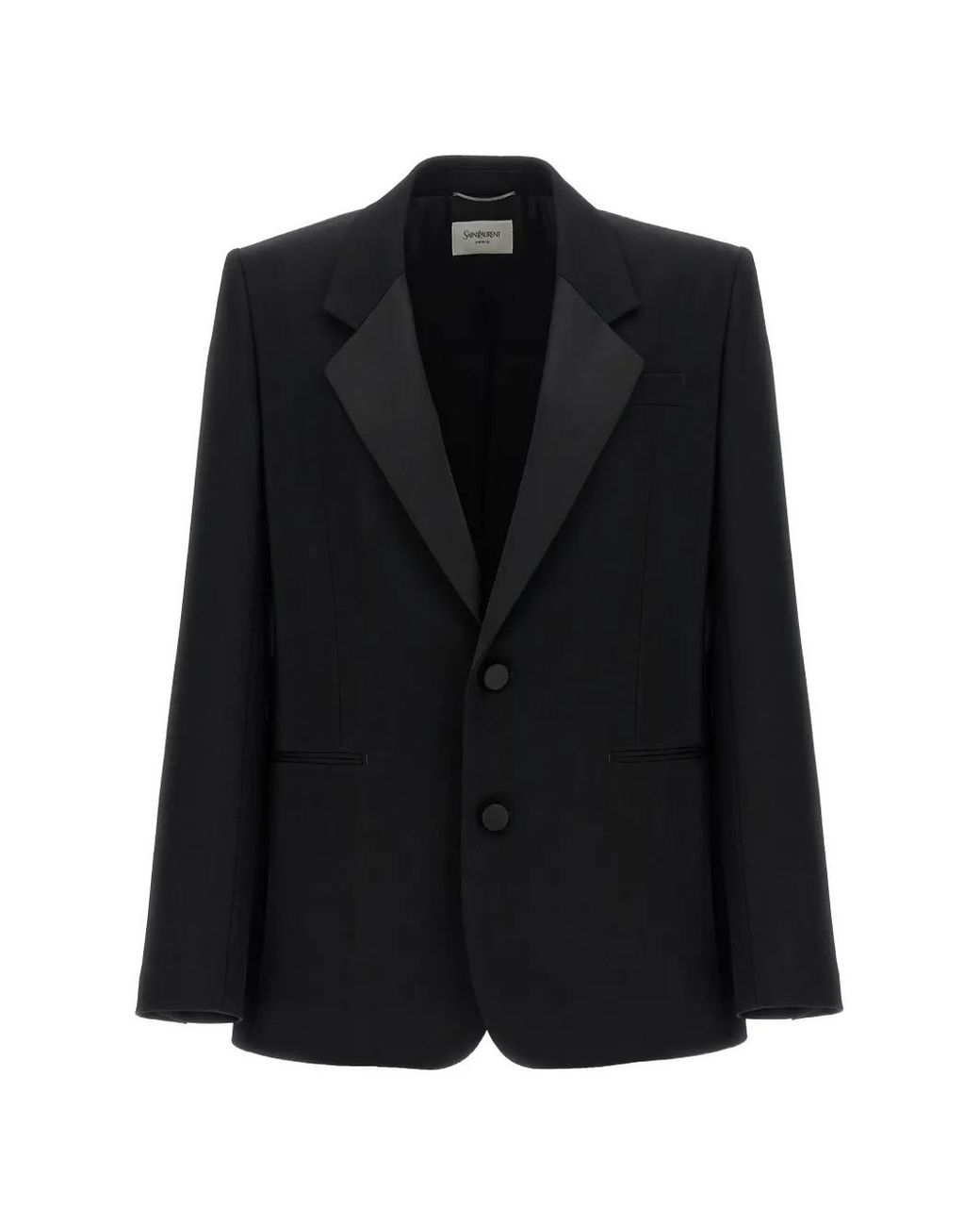 Saint Laurent Black Grain De Poudre Wool Blazer for men