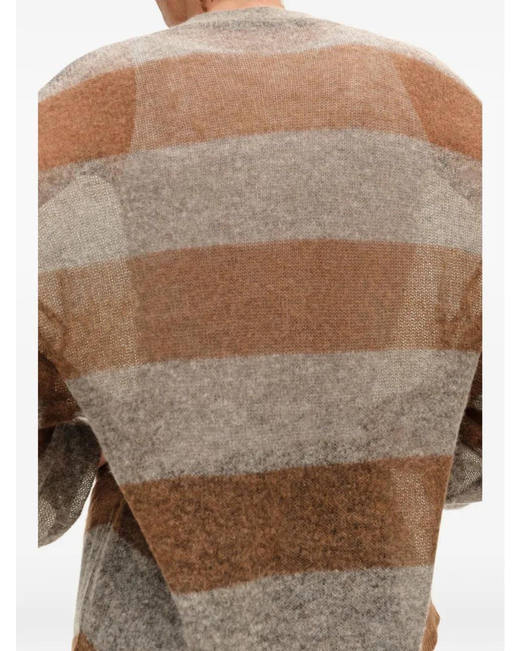 Bimba Y Lola Brown Toffee Striped Wool Cardigan