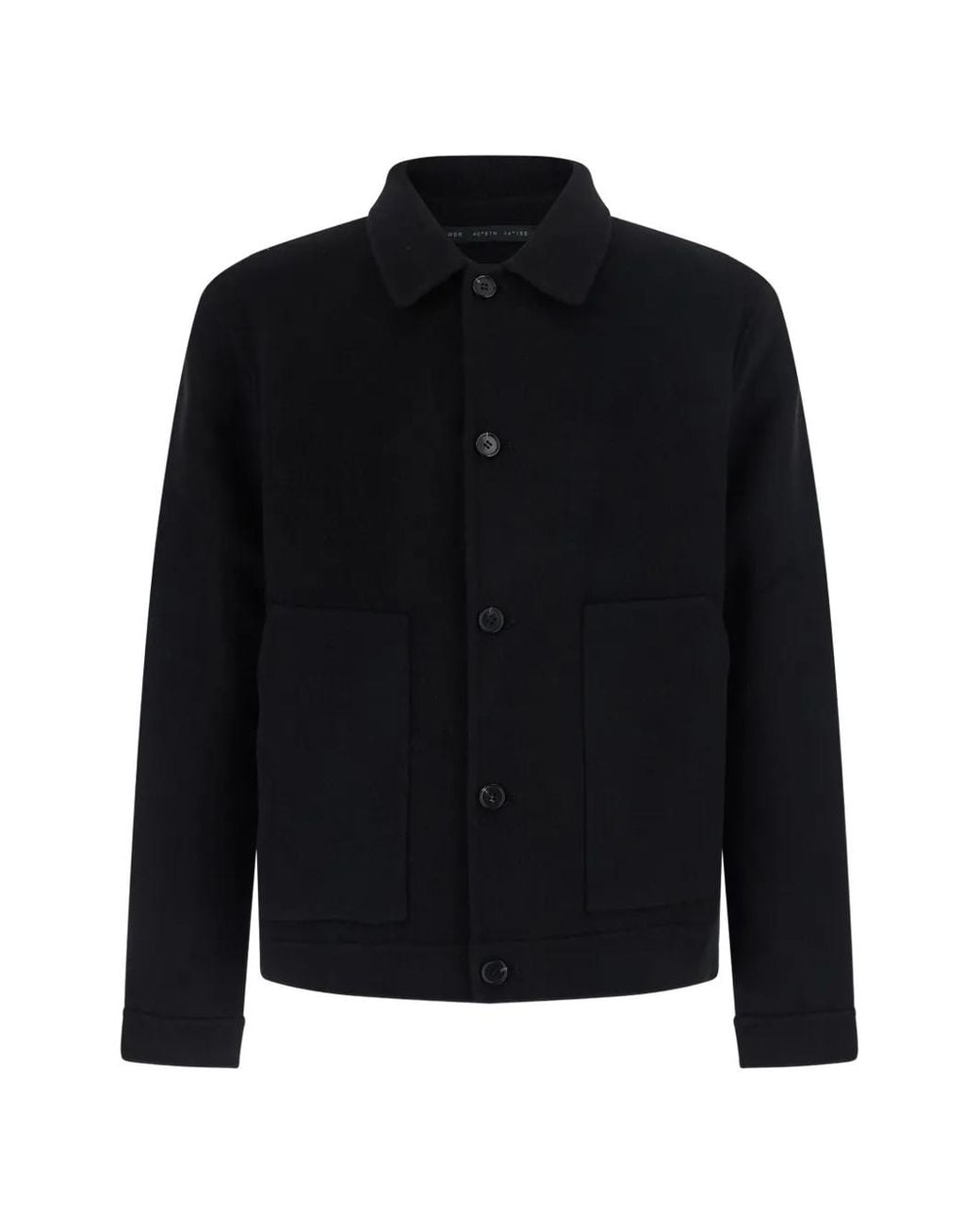 Low Brand Black Button-Up Wool Shirt Jacket for men