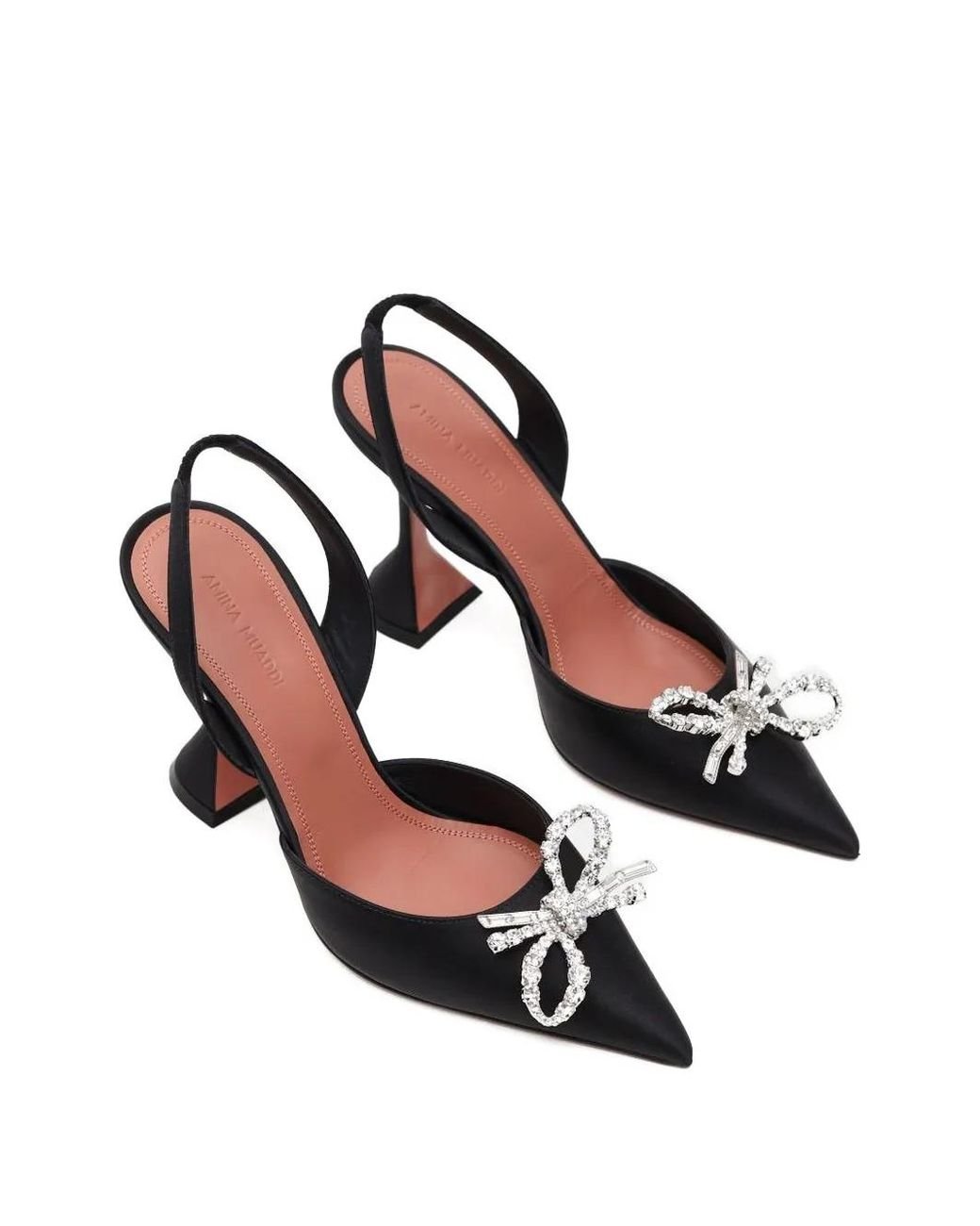 AMINA MUADDI Black 95Mm Rosie Crystal-Bow Slingback Pumps
