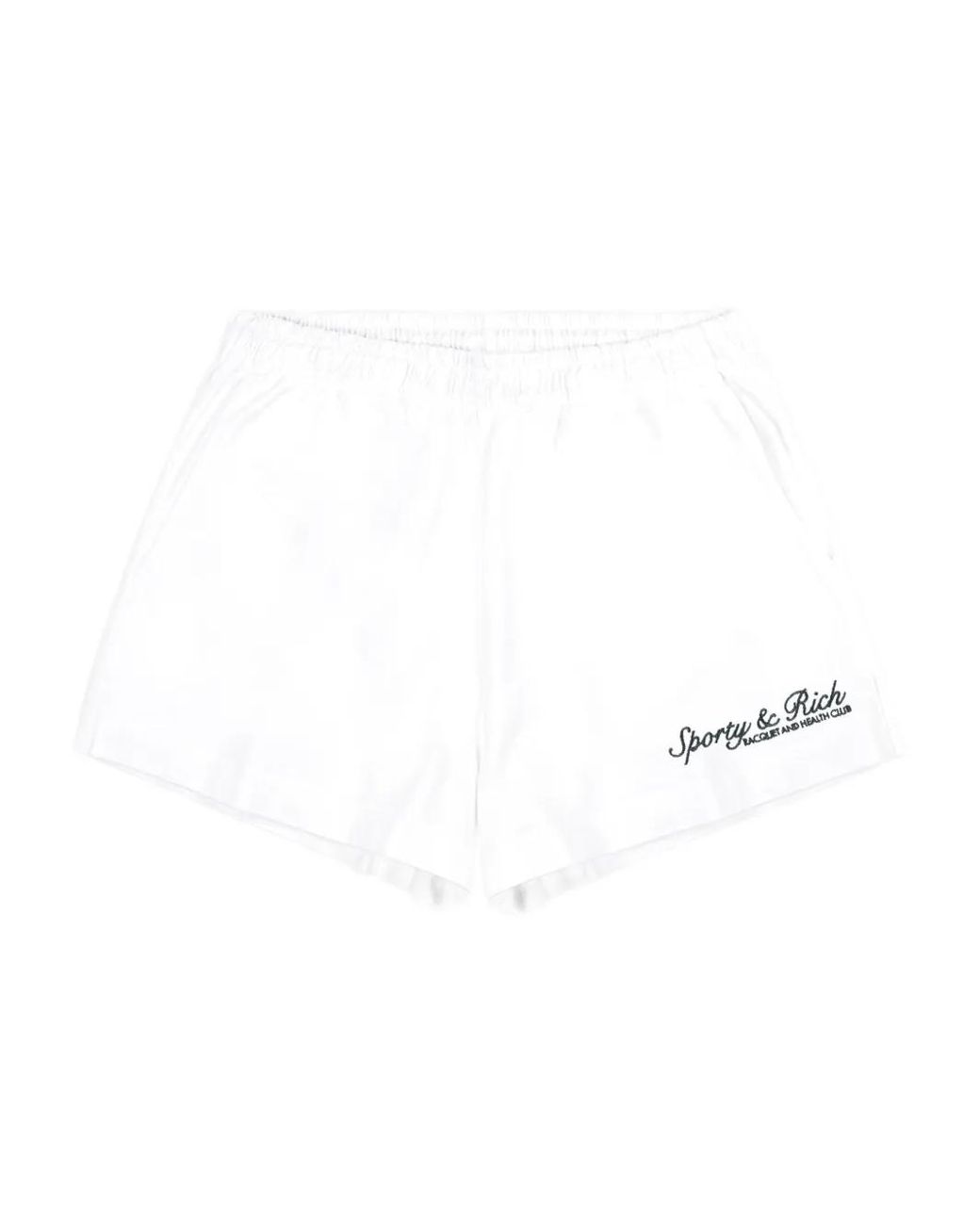 Sporty & Rich White Embroidery-Logo Elasticated Shorts