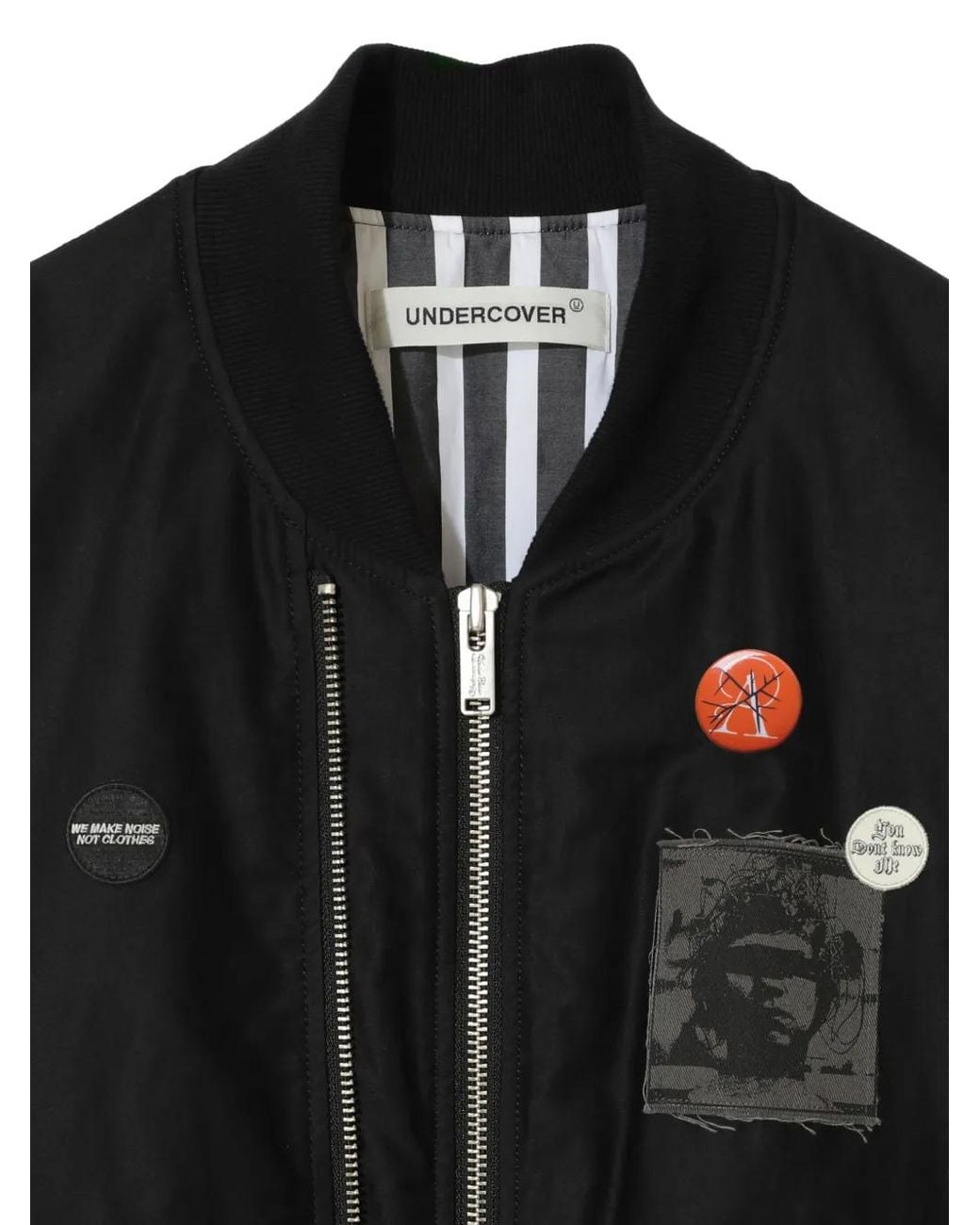 Undercover Black Embroidered-Patch Quilted Bomber Jacket for men