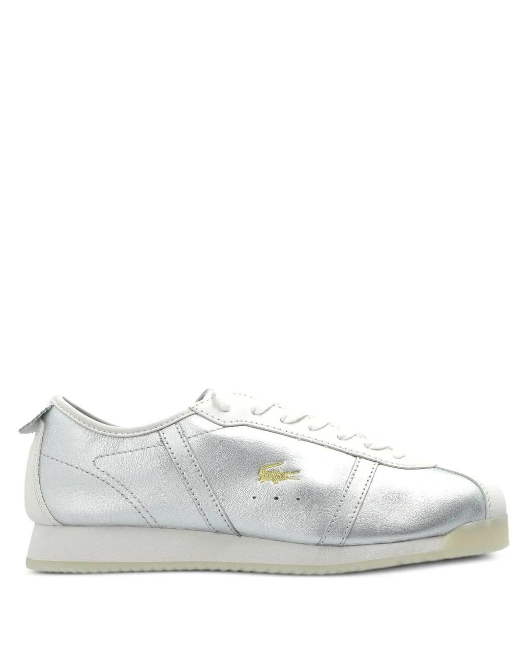 Lacoste White Leather Lace-Up Sneakers