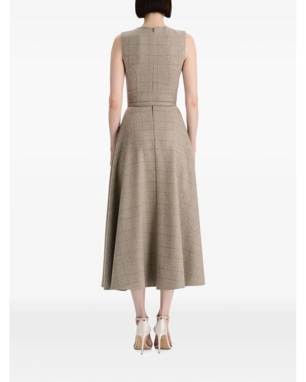 Oscar de la Renta Natural Plaid Cashmere-Blend Dress
