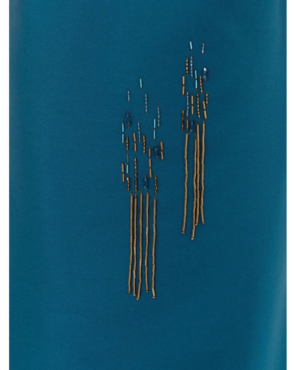 Rami Al Ali Blue Embellished-Cape Jumpsuit