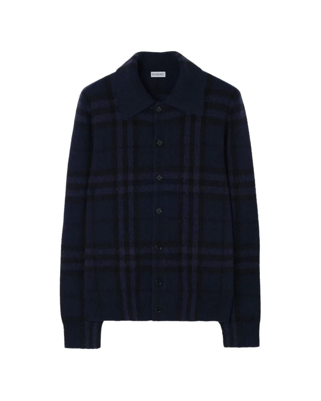 Burberry Blue Check Cashmere Cardigan for men