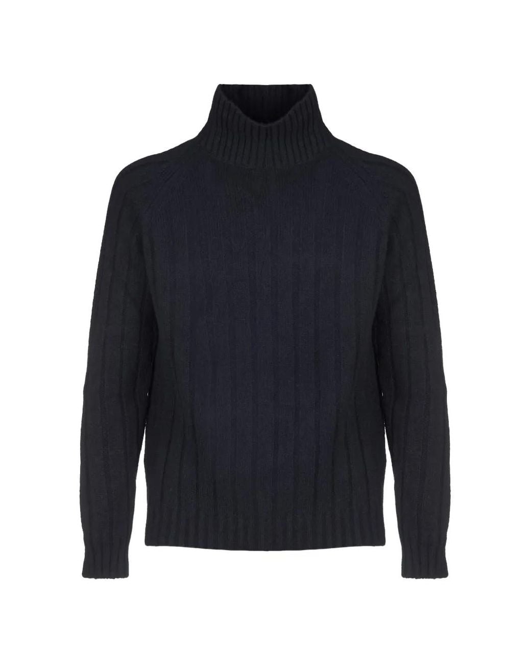 Roberto Collina Blue Ribbed-Knit Roll-Neck Sweater for men