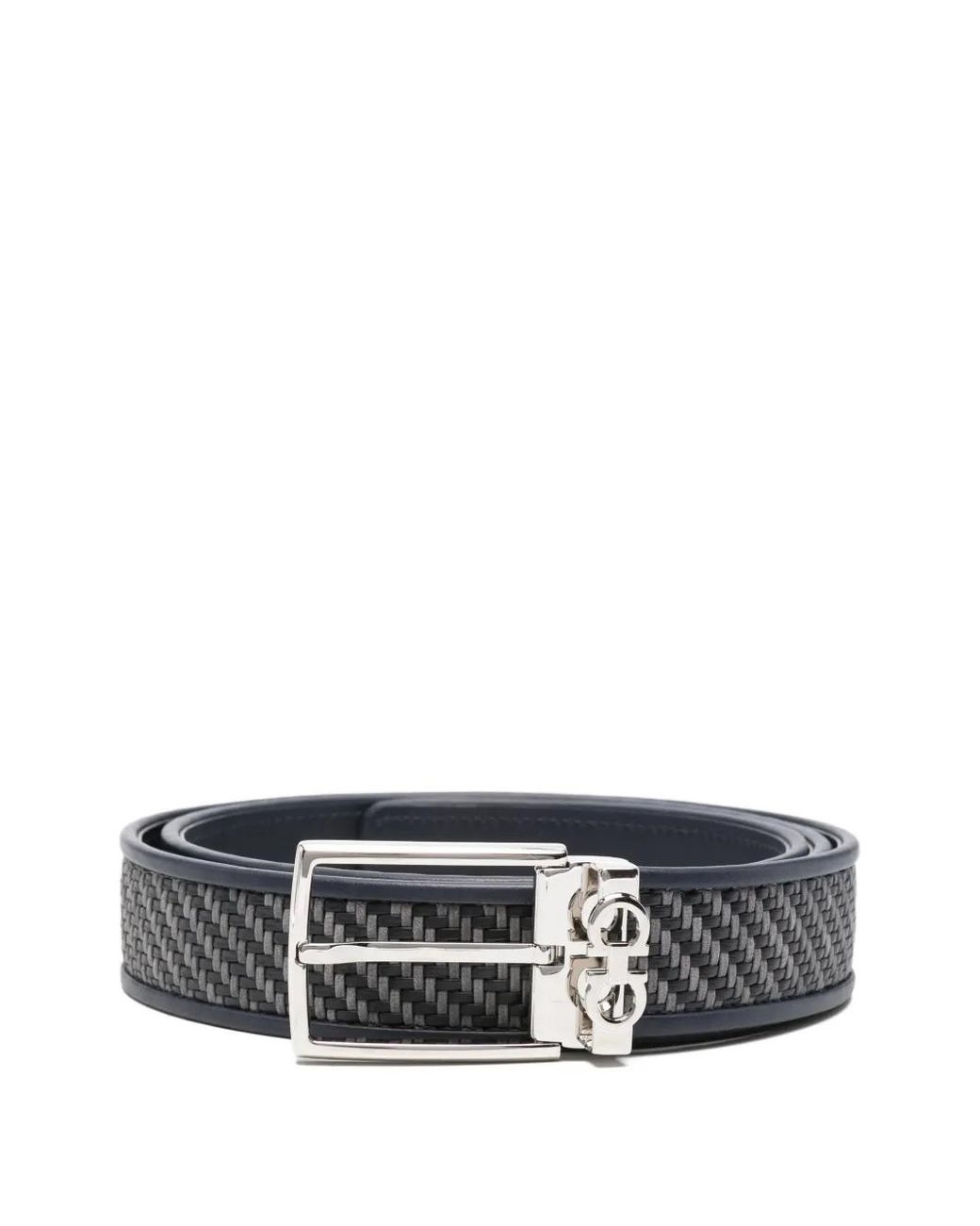 Ferragamo Gray Ceinture En Cuir Tressé for men
