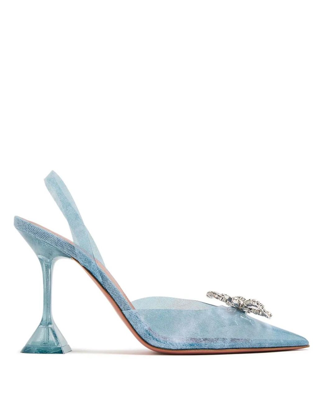 AMINA MUADDI Blue 95Mm Bow-Detail Pumps