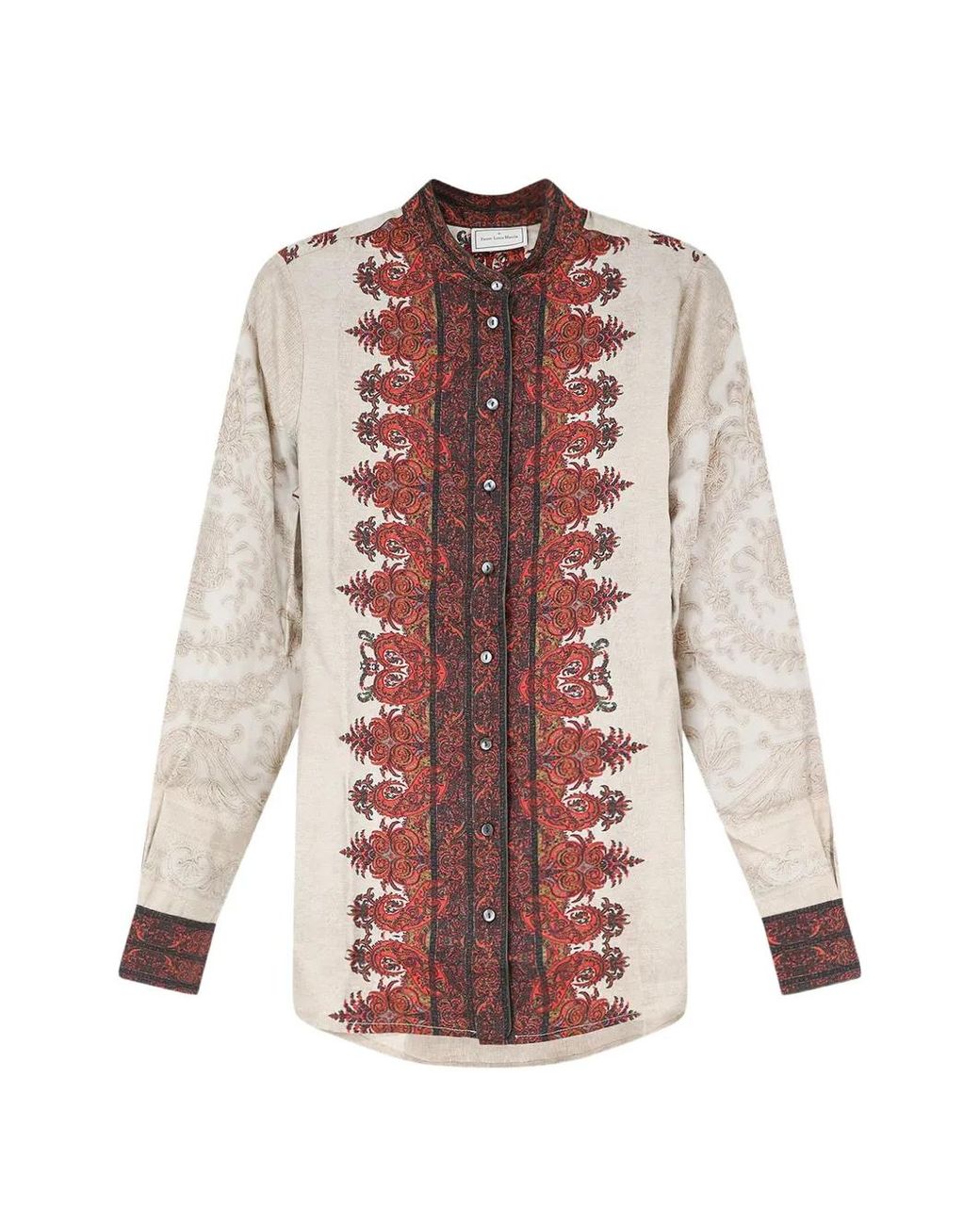 Pierre Louis Mascia Pink Aloe Paisley-Print Mandarin-Collar Shirt