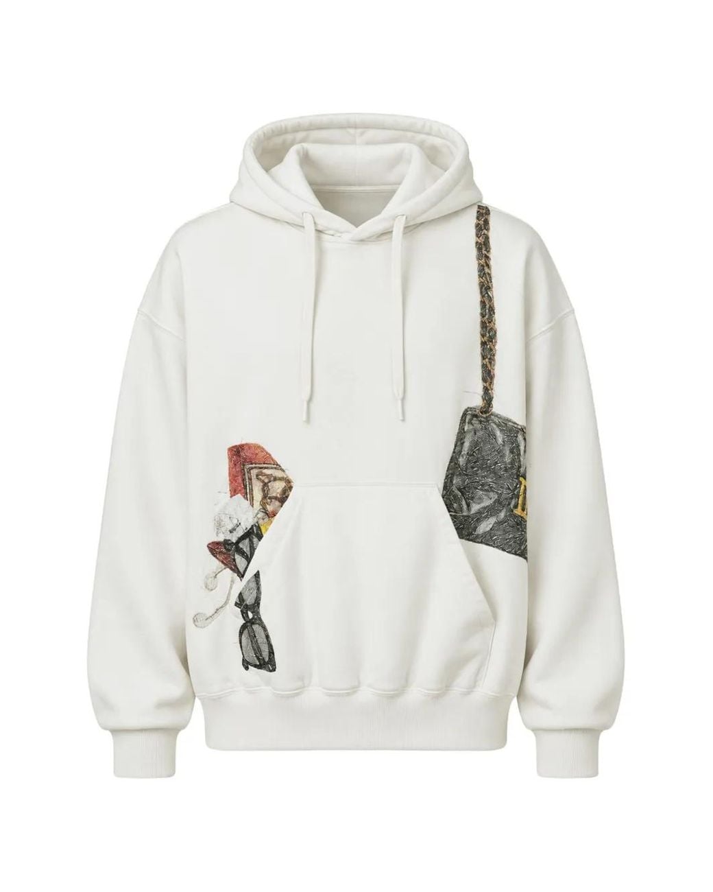 Doublet White Trompe L'Oeil Embroidered Hoodie
