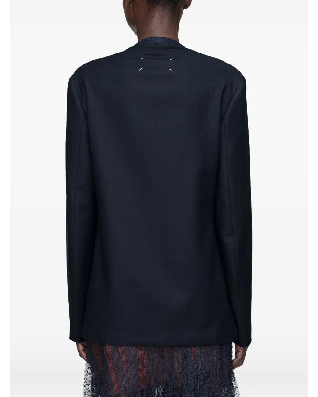 Maison Margiela Blue Open-Front Collarless Jacket