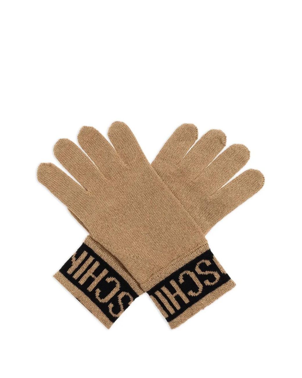 Moschino White Logo-Intarsia Gloves