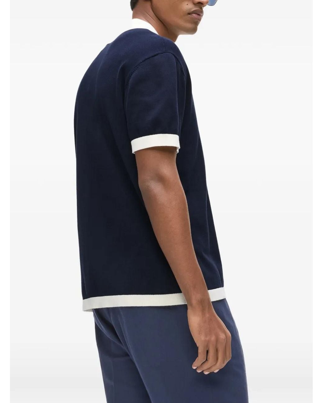 Karl Lagerfeld Blue Buttoned Resort Polo Shirt for men