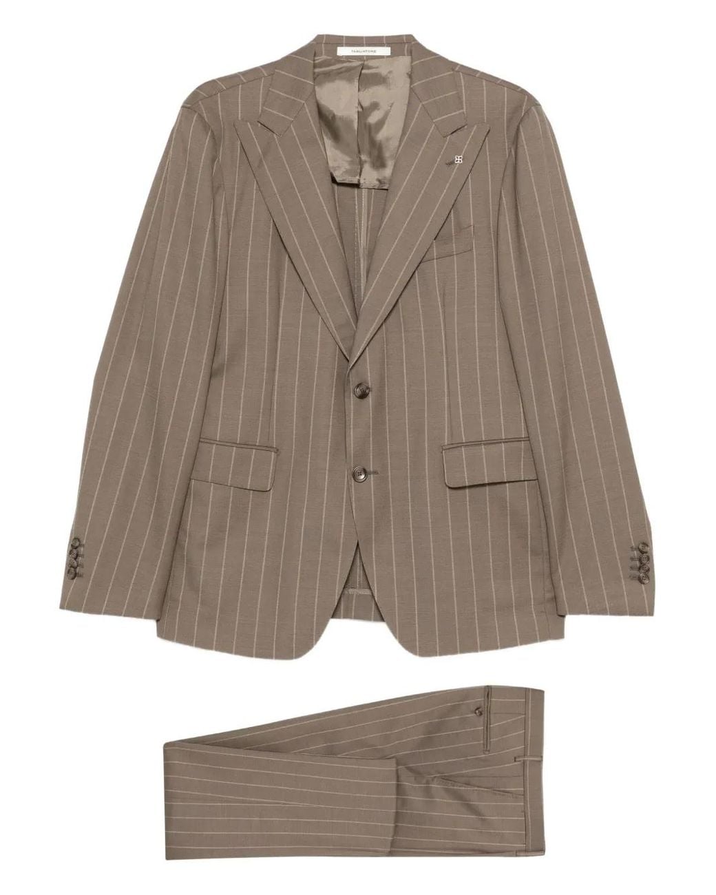 Tagliatore Brown Pinstripe-Print Suit for men