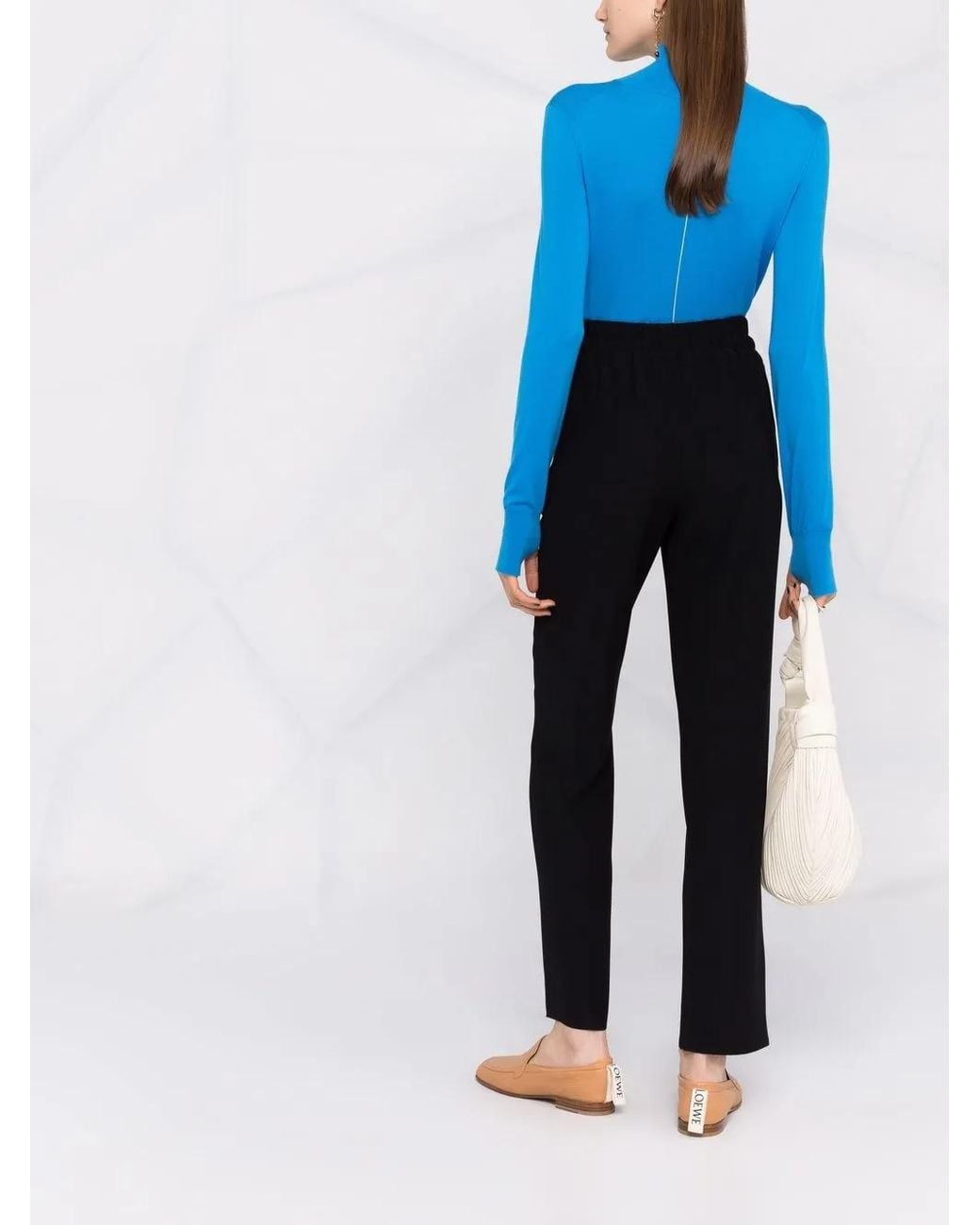 Emporio Armani Black High-Waisted Straight-Leg Trousers
