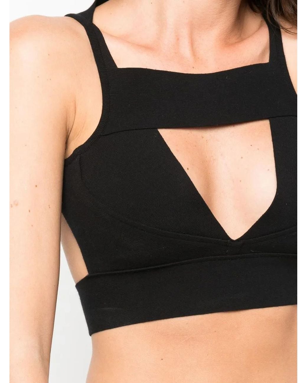 Rick Owens Black Cut-Out Detail Knit Top