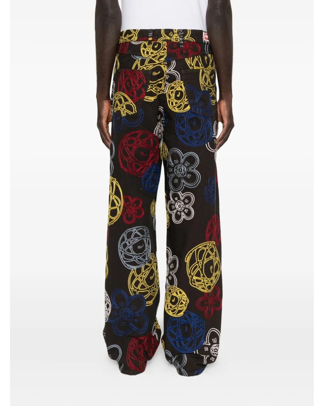 KENZO Gray Embroidered Cotton Trousers for men