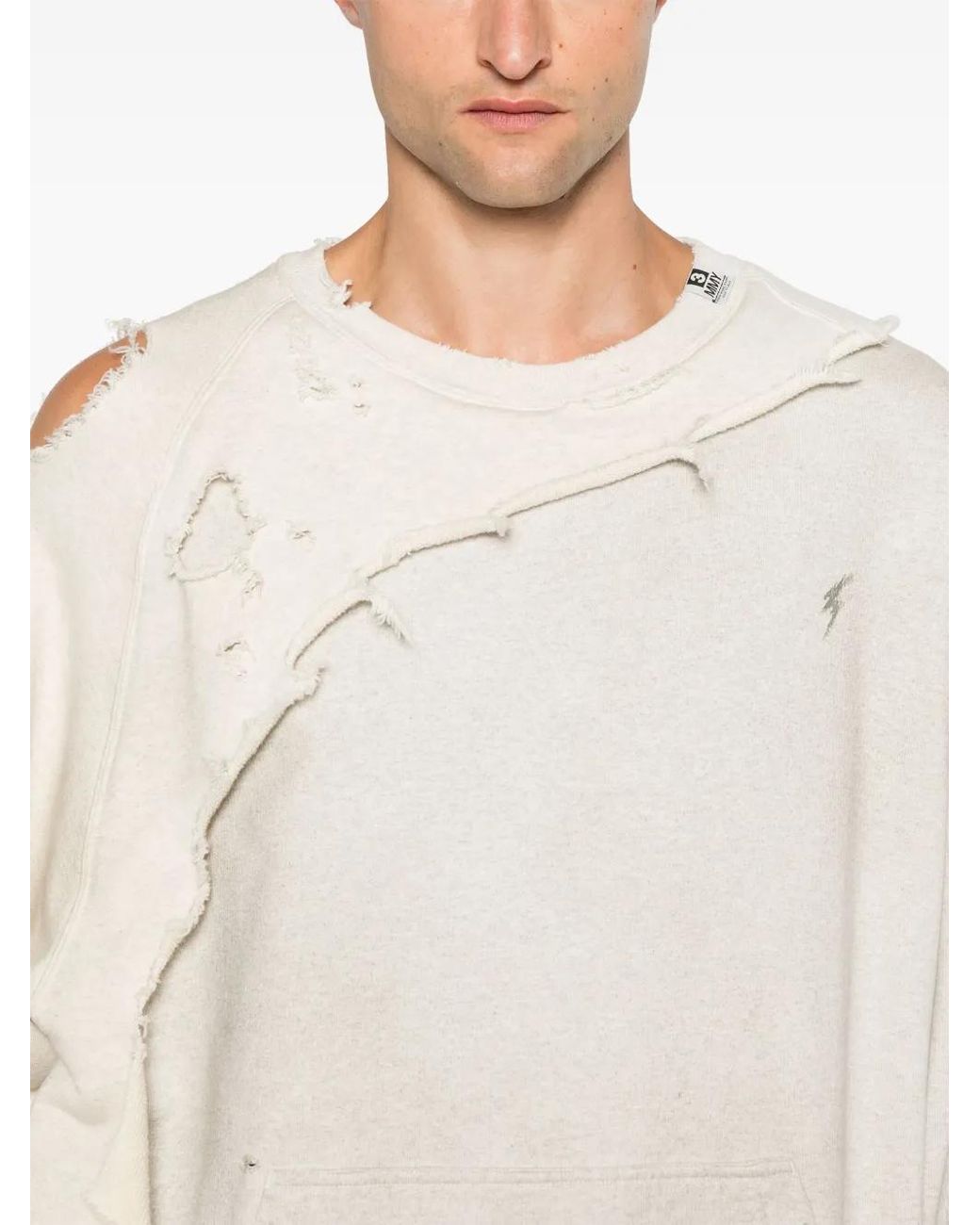 Maison Mihara Yasuhiro White Distressed-Effect Sweatshirt for men