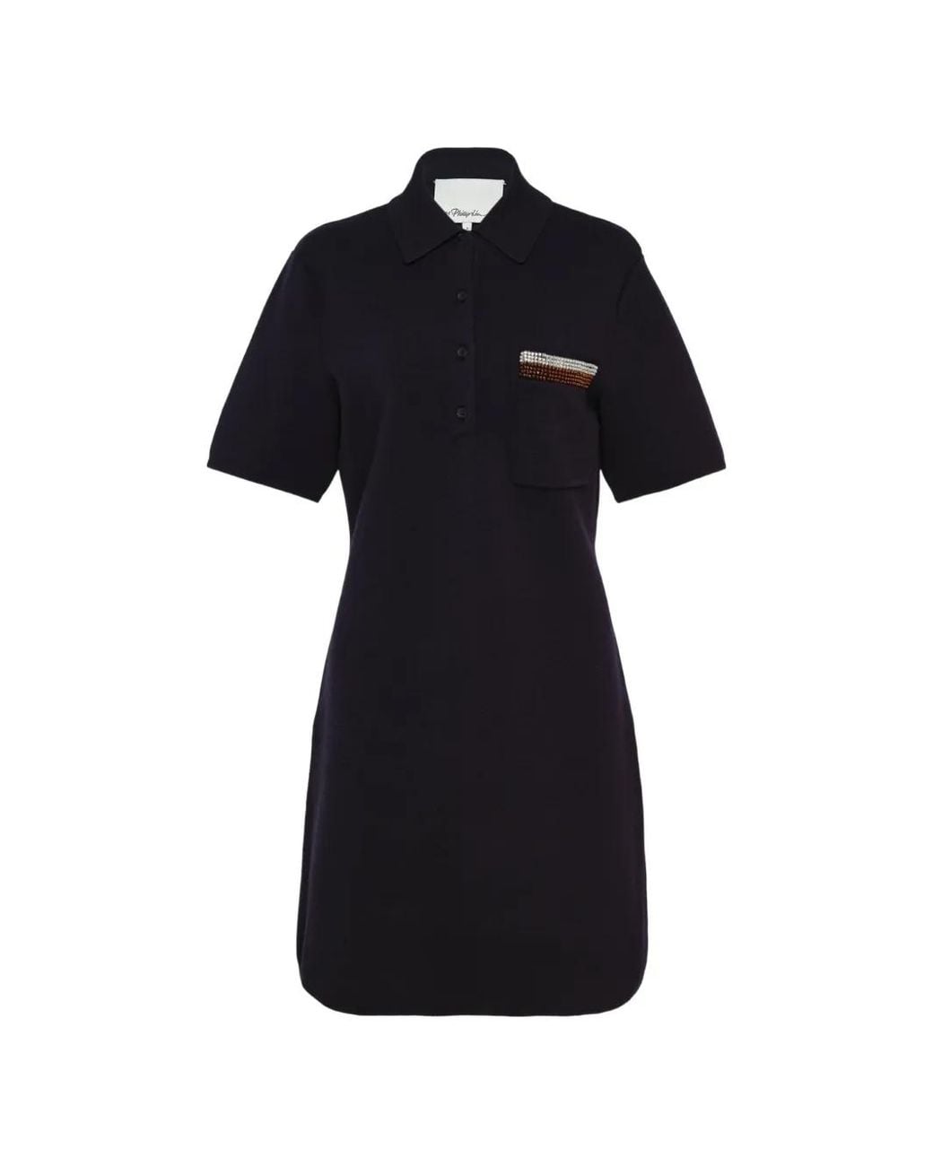 3.1 Phillip Lim Black Crystal-Embellished Mini Polo Dress