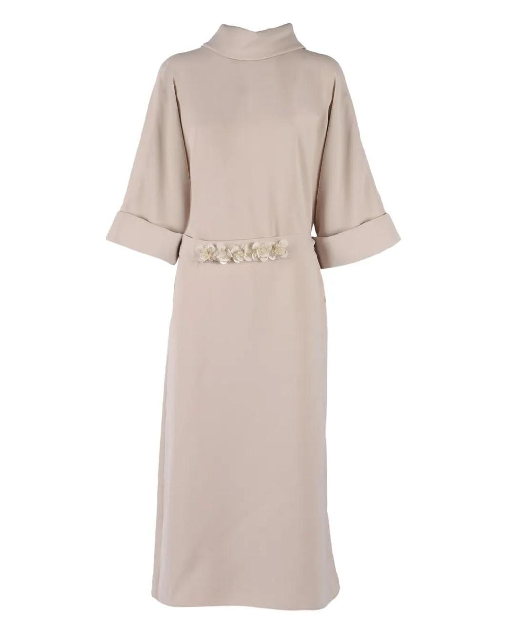 P.A.R.O.S.H. Natural Embellished-Belt Dress