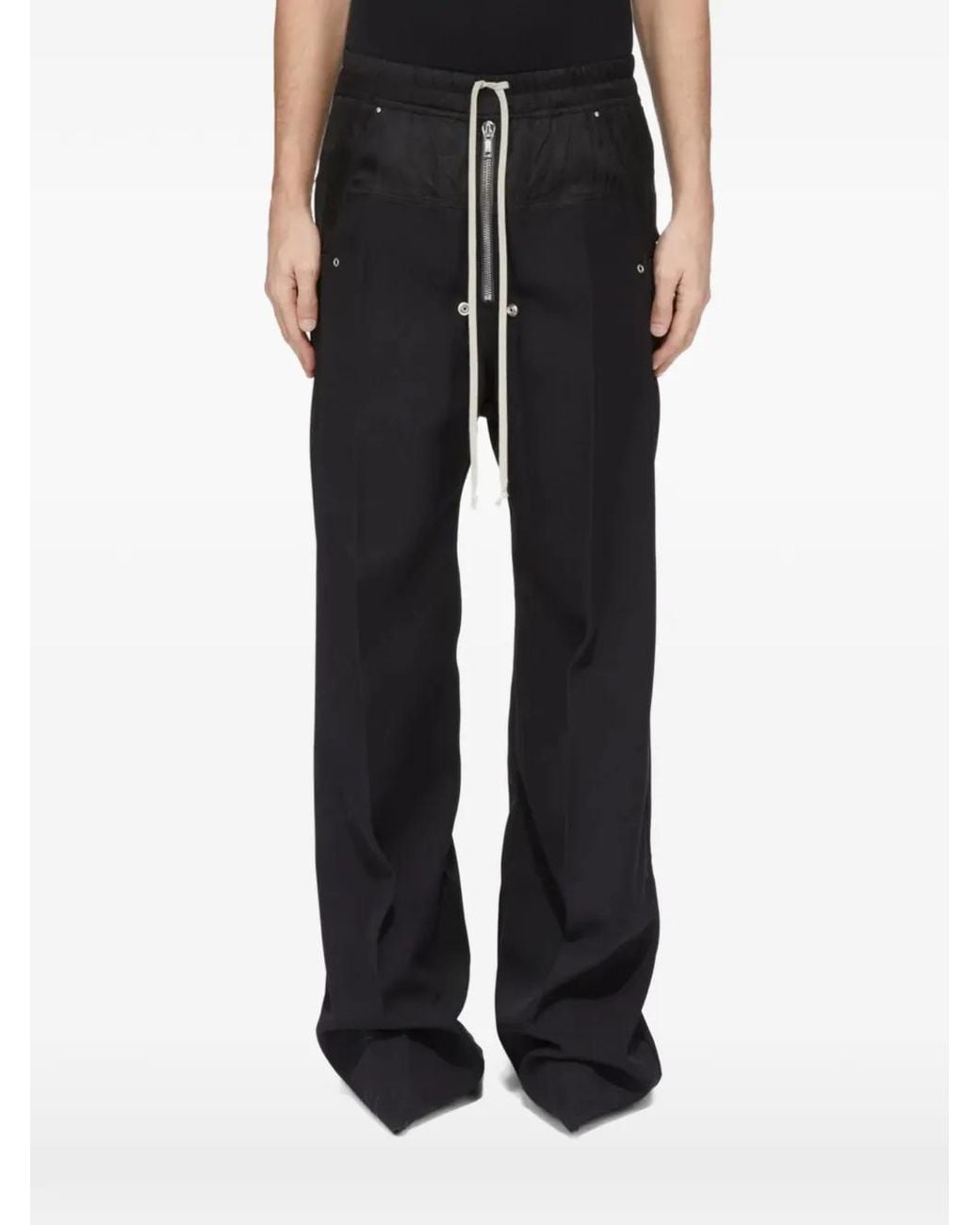 Rick Owens Black Drawstring Wide-Leg Trousers for men