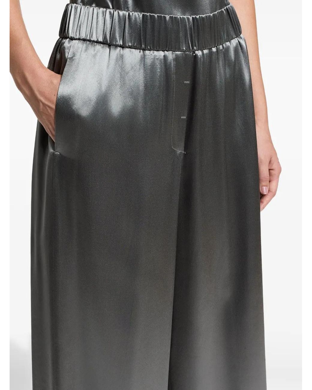 Peserico Black Fluid Satin Trousers