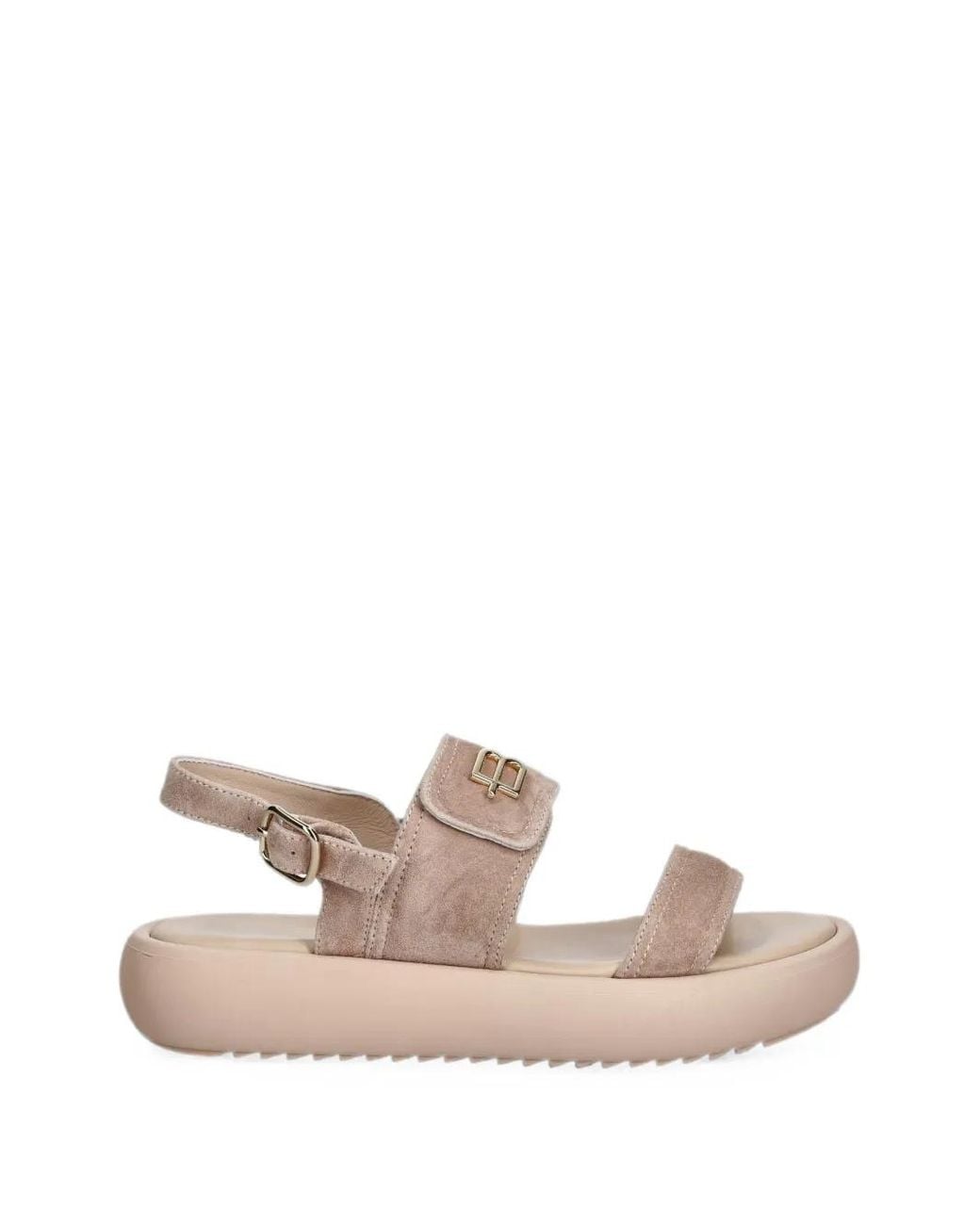 Baldinini Pink Logo-Plaque Touch-Strap Suede Sandals