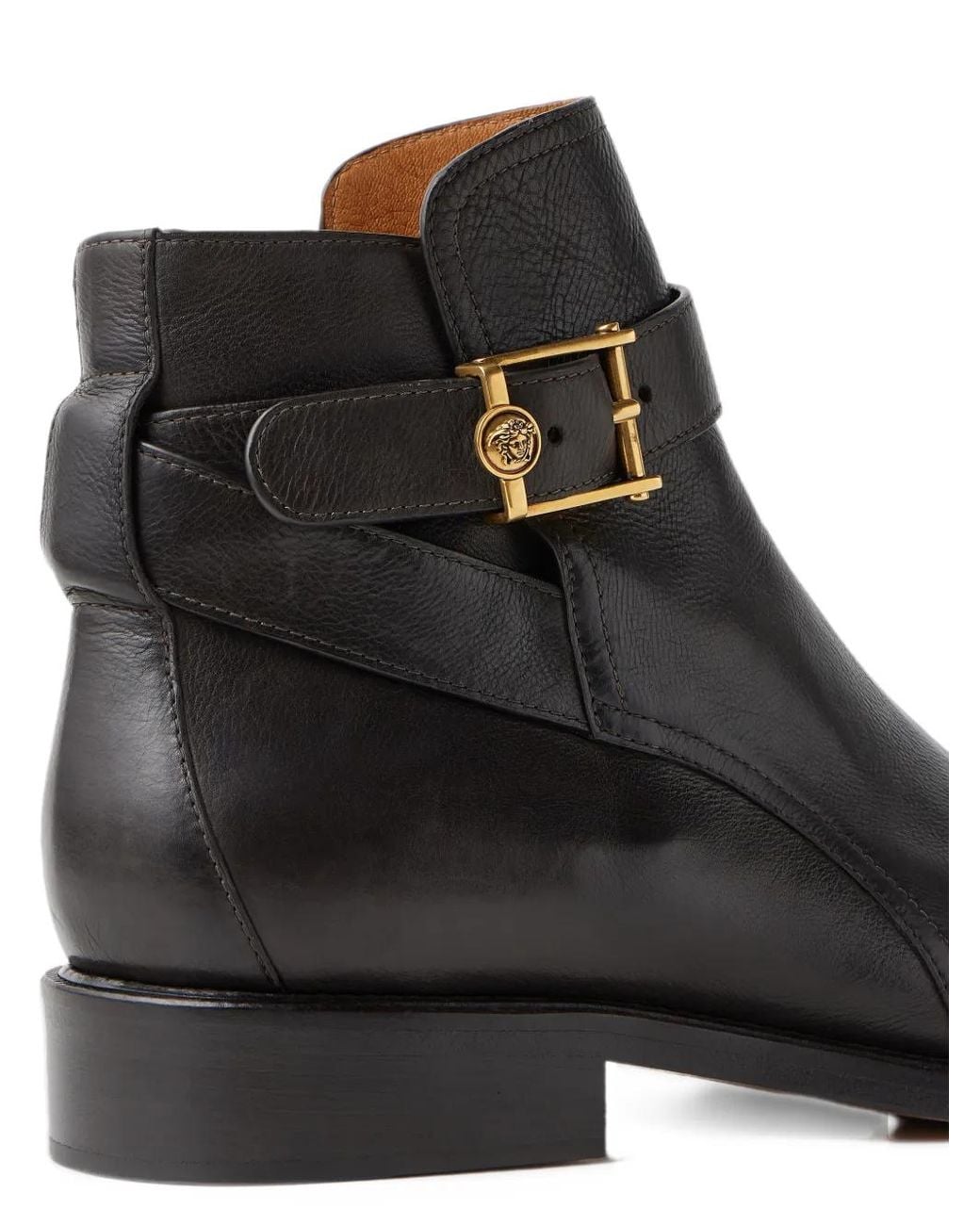 Versace Black Primo-Leather Ankle Boots for men